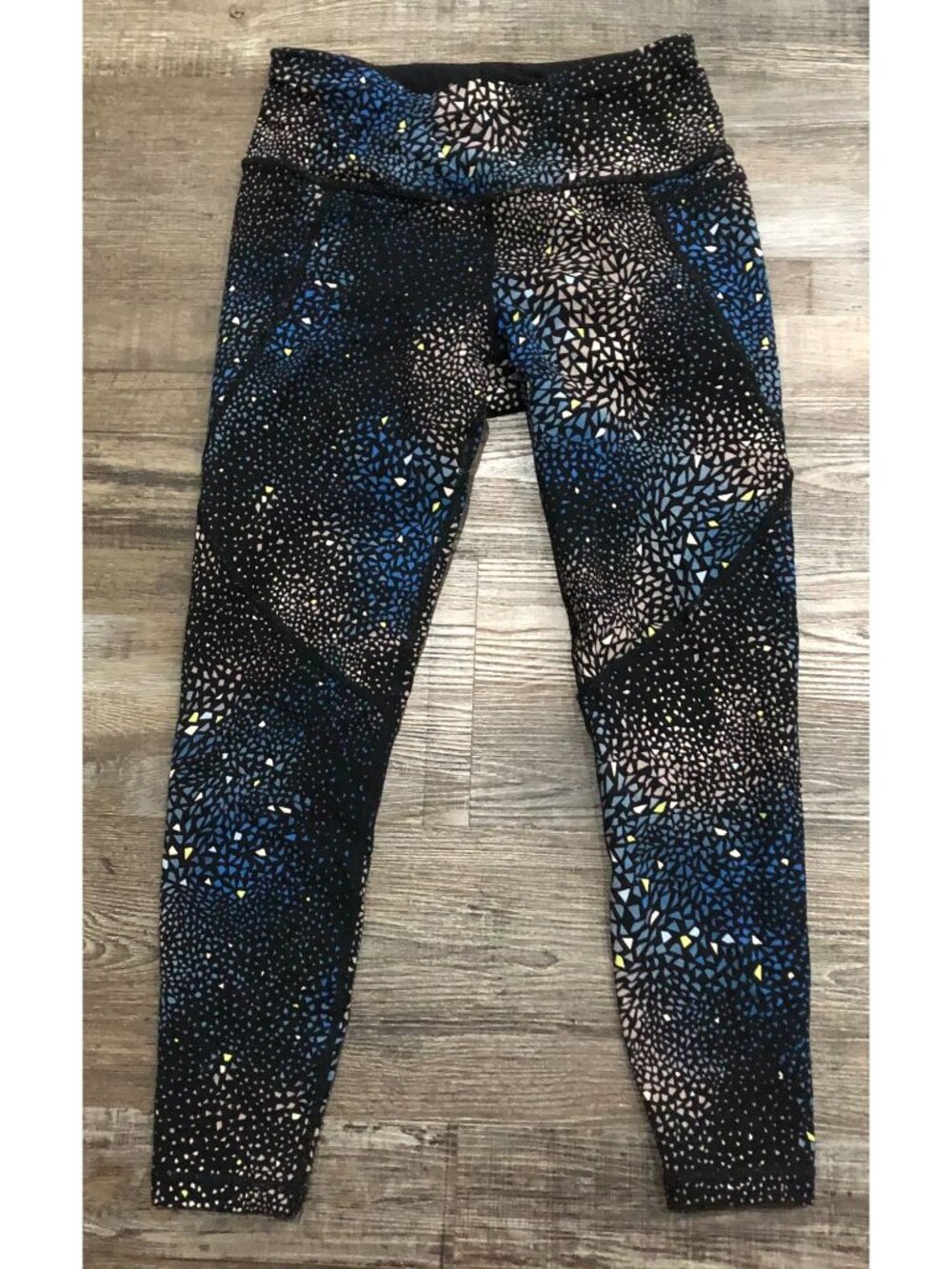 Sweaty Betty Size 4-6 Power Pocket 7/8 Athletic Leggings Blue Black Mosaic